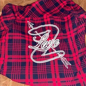 Zumba love flannel button up. Excellent condition.